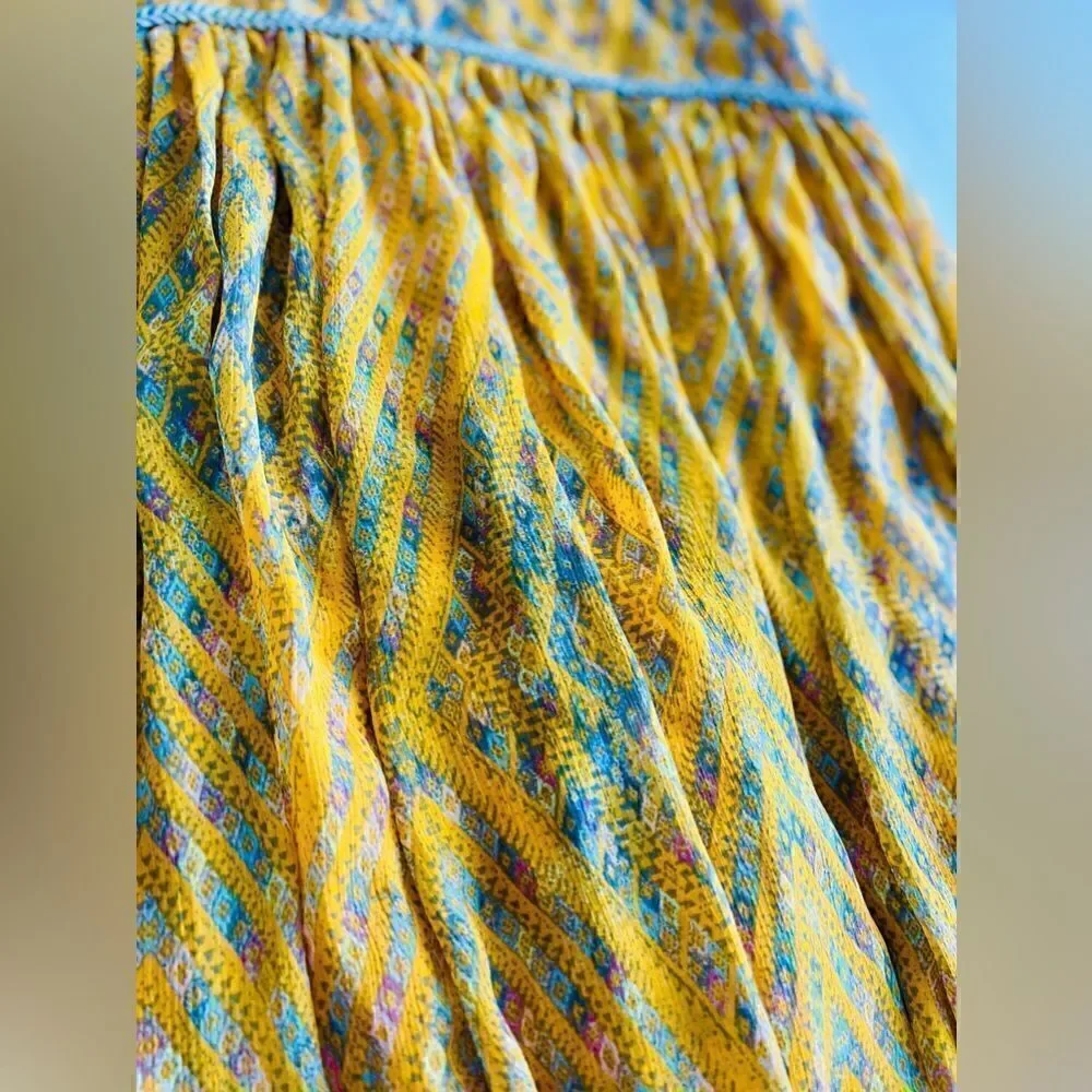 Free People So Nice Chiffon Dress in Yellow size S - Picture 12 of 13